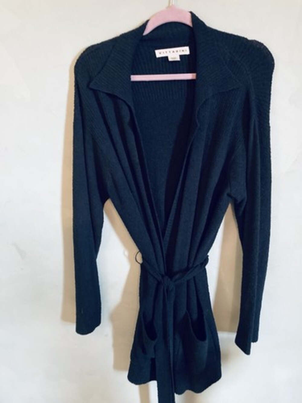 adrienne vittadini Long Navy Cardigan Sweater, M, NWOT A281